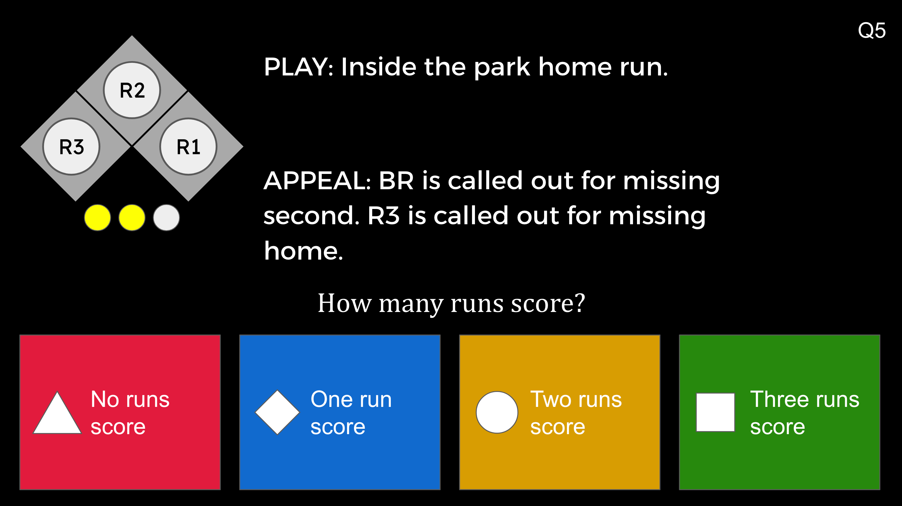 Quiz question on main screen